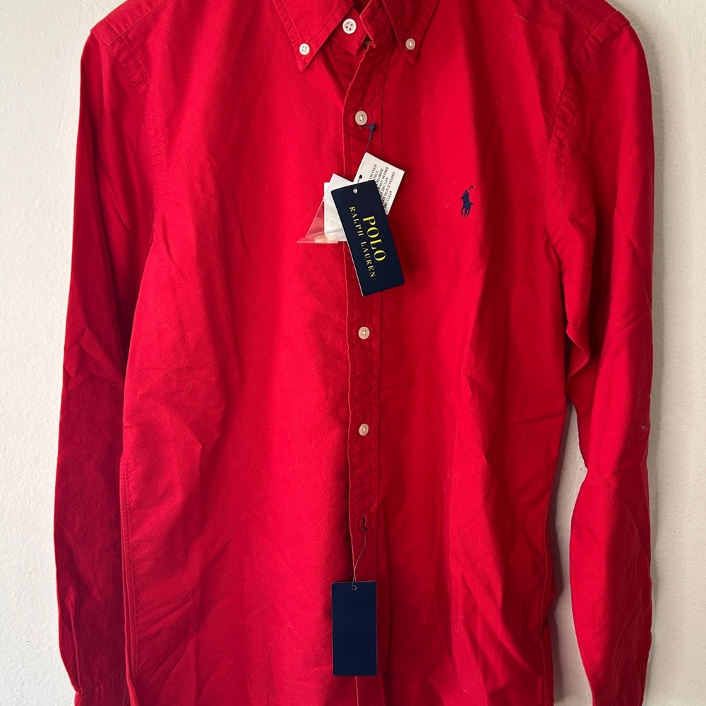 Ralph Lauren Men's Vibrant Red Button Down Shirt